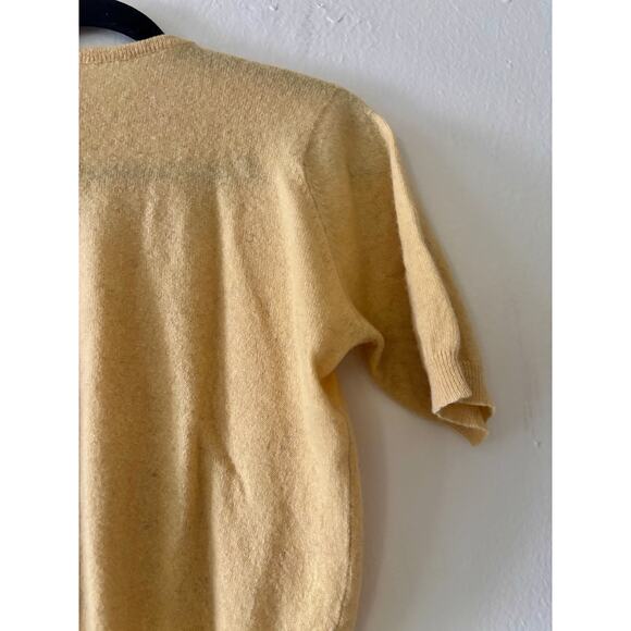 Vintage 1960s Yellow Cashmere Wool Sweater Short Sleeve - Picture 9 of 9